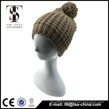 Custom high quality 3d embroidery logo beanie with pom pom